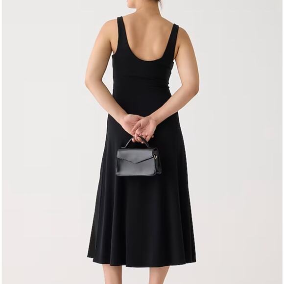 NWOT J.Crew Scoopneck A-line Midi Dress In Matte Jersey Black Size XS - Picture 2 of 8